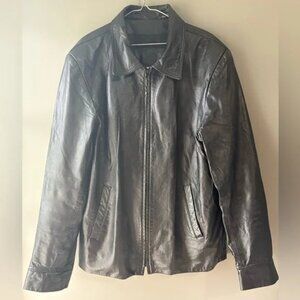 Vintage The Leather Ranch size L, Men's Black Leather Jacket, Made in Canada